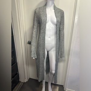 Over grey knit duster with slits In back and on sides